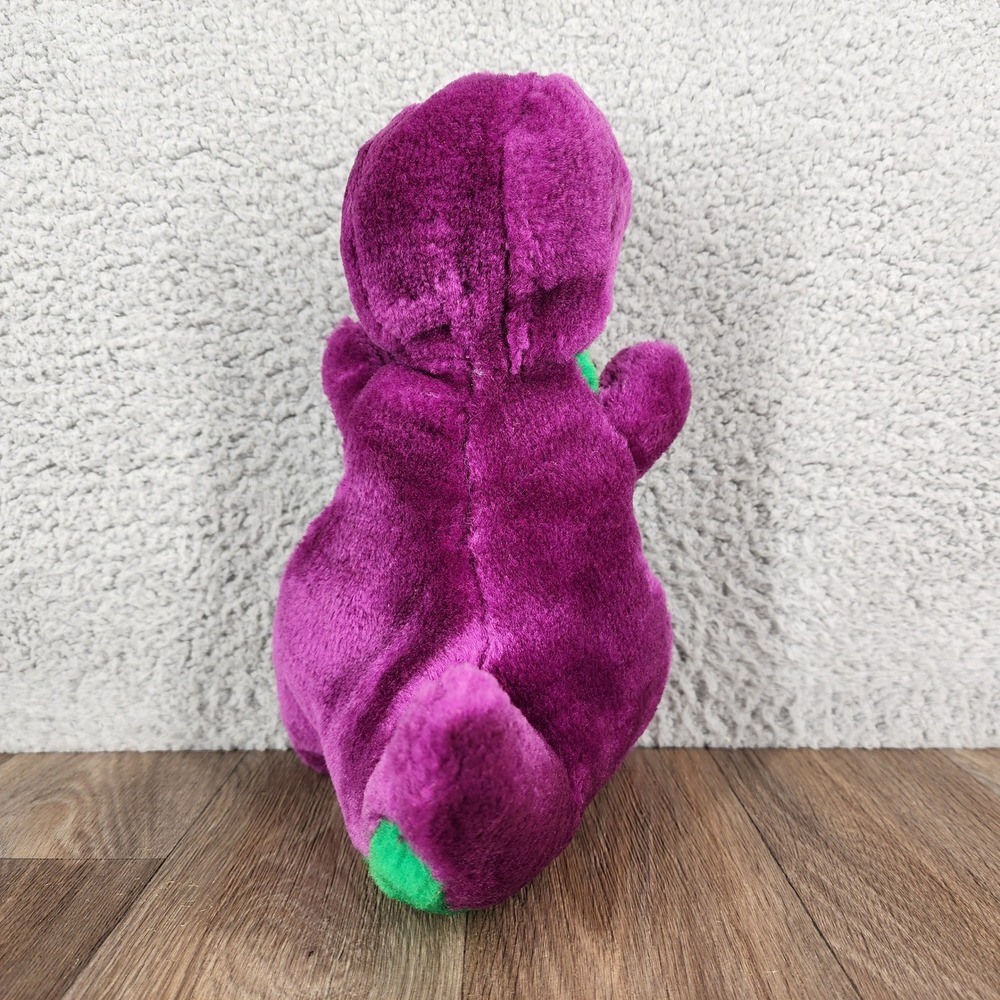 Vintage Barney the Dinosaur Plush Purple Green Stuffed Animal Yellow Bow Tie 12" - Picture 4 of 10